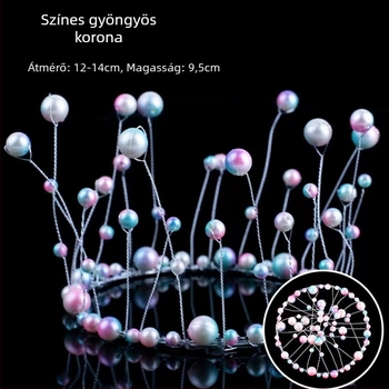 Gyöngyös korona fejfedő, kézzel készített, tejfehér kristály, internet-sztár stílus, nőknek