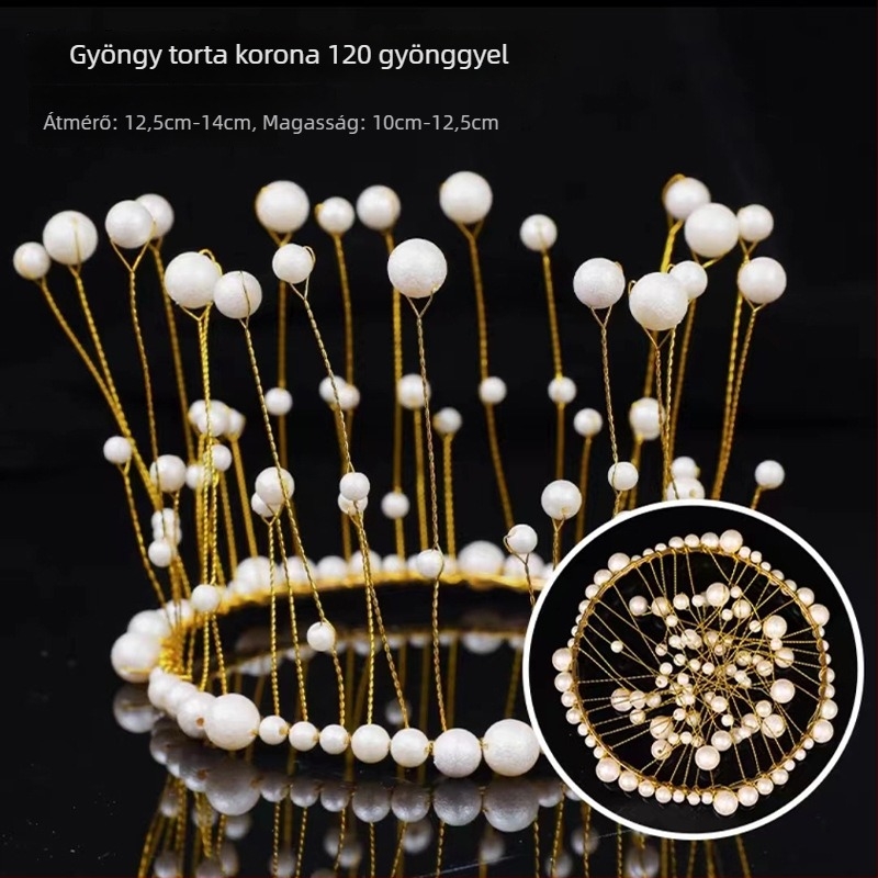 Gyöngyös korona fejfedő, kézzel készített, tejfehér kristály, internet-sztár stílus, nőknek