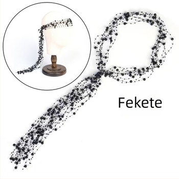 Hajpánt gyöngyökkel, kézzel készített, kínai stílus, kézi kötés, nyár 2025