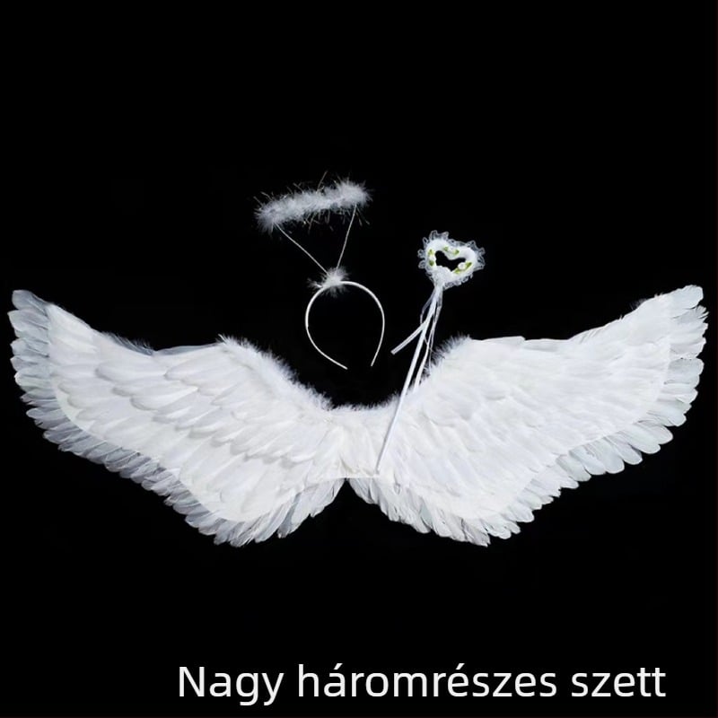 Angyalszárnyak hátra, gyerekeknek, kézzel készített tollas cosplay rekvizit