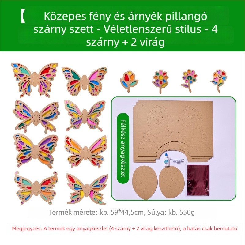 DIY pillangó szárnyak készítő készlet gyerekeknek — papír alapanyag, 4–6 éveseknek