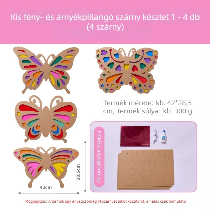 DIY pillangó szárnyak készítő készlet gyerekeknek — papír alapanyag, 4–6 éveseknek