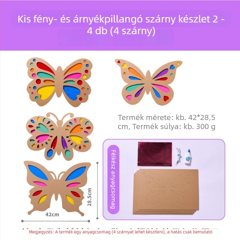 DIY pillangó szárnyak készítő készlet gyerekeknek — papír alapanyag, 4–6 éveseknek