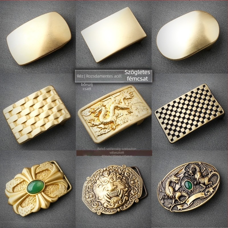 Réz övcsat, sima csat, retro stílus; testreszabás elérhető; 2020 nyári kiadás