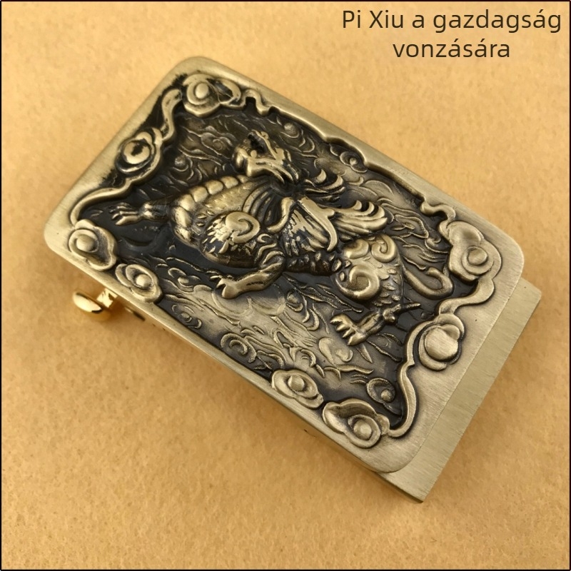 Rézből készült automata övcsat, retro stílus, szabadidőhöz.