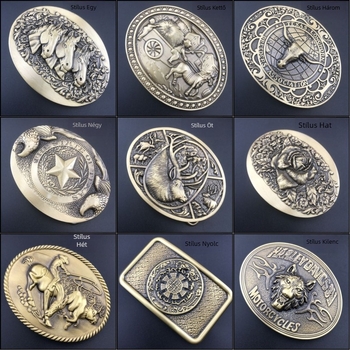 Férfi réz övcsat, vintage stílus, sima csat