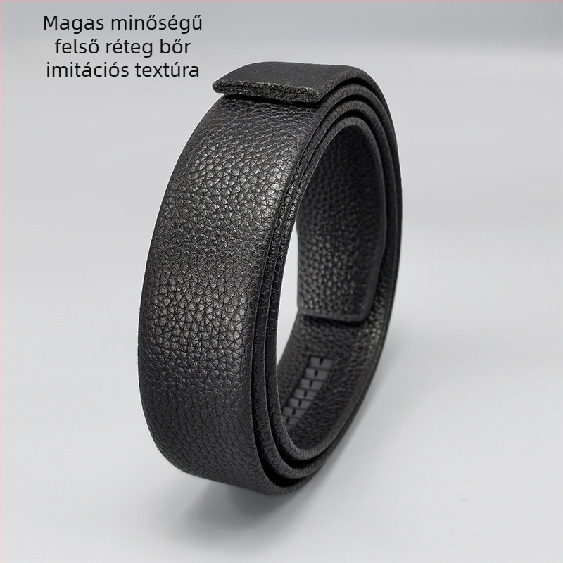 Kétoldalas első réteg marhabőrből készült öv automata csattal, relifes felület, 3 cm szélesség