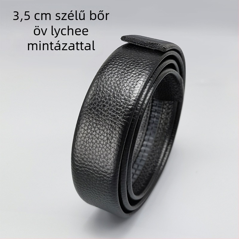 Kétoldalas első réteg marhabőrből készült öv automata csattal, relifes felület, 3 cm szélesség