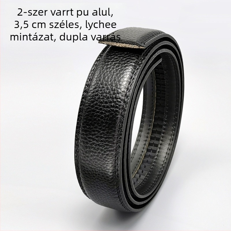Kétoldalas első réteg marhabőrből készült öv automata csattal, relifes felület, 3 cm szélesség