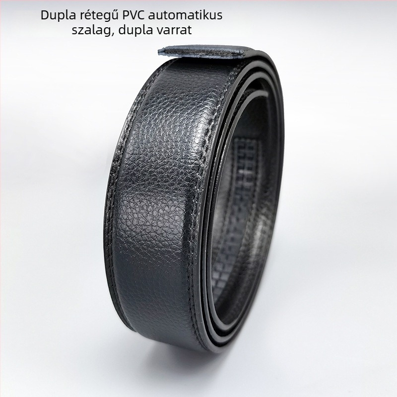 Kétoldalas első réteg marhabőrből készült öv automata csattal, relifes felület, 3 cm szélesség