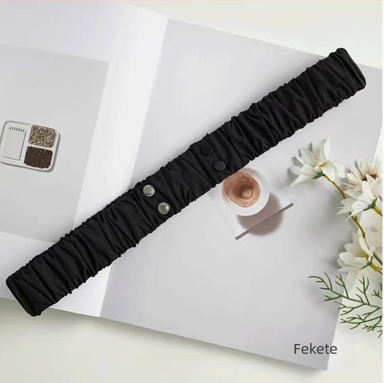 Gumis derékszíj pehelykabáthoz – ötvözet csat, pattintós zár, 2–4 cm széles, minimalist stílus, tél 2024