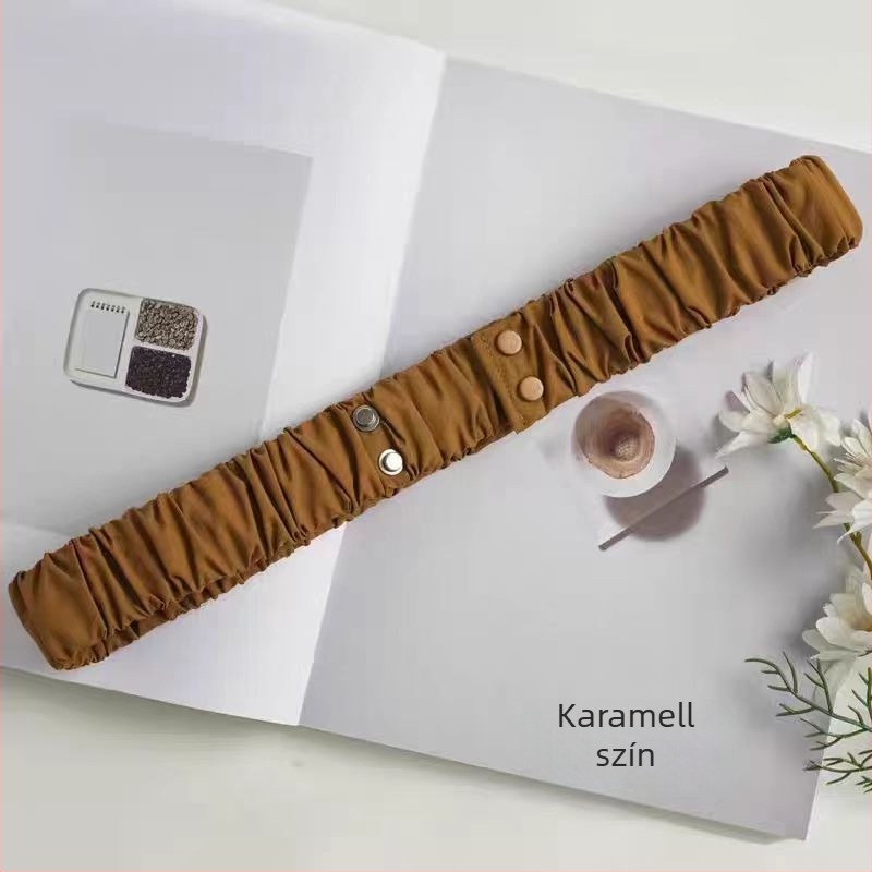 Gumis derékszíj pehelykabáthoz – ötvözet csat, pattintós zár, 2–4 cm széles, minimalist stílus, tél 2024