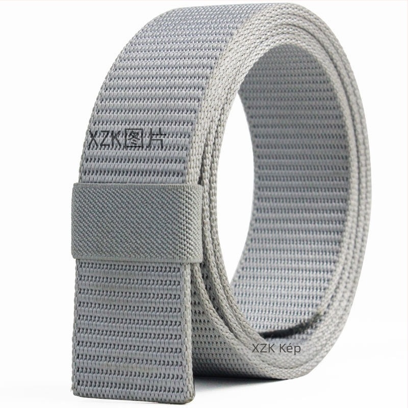 Automata csattal ellátott fonott nylonöv, lyukak és fogak nélkül; szélesség 3,4 cm, vastagság 3 mm, mesterséges nylonból