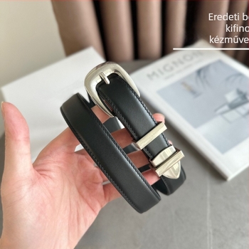 Valódi bőr öv tűcsattal, szélesség 2-4 cm, univerzális stílus, egyszerű, könnyed luxus