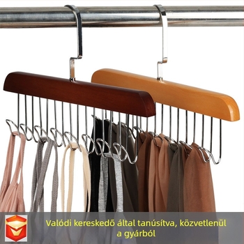Fa övtartó állvány, többfunkciós nyakkendők és sálak számára, modern letisztult stílus, fém kampók