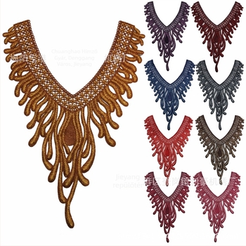 Chuanghao Hímzés: Vízoldható applikáció gallérhoz – Főnixfarok formájú hímzés, női ruházathoz