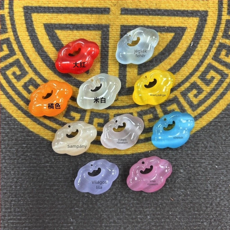 Nyaklánc macska szem kővel, Ruyi Xiangyun Lock, Concentric Lock, polírozott, Yiwu, őszi 2025