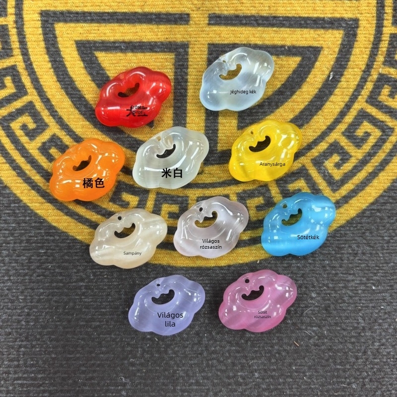 Nyaklánc macska szem kővel, Ruyi Xiangyun Lock, Concentric Lock, polírozott, Yiwu, őszi 2025