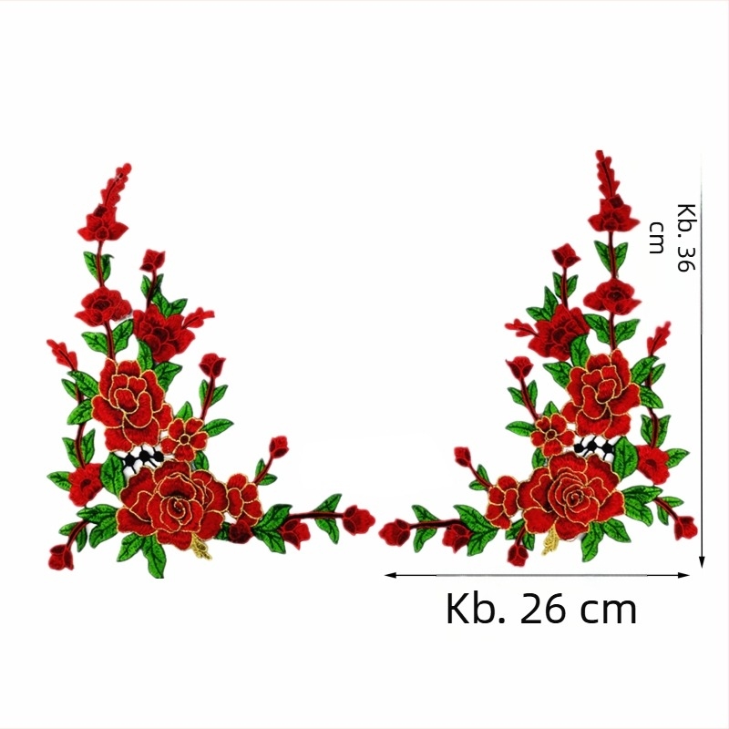 Gomblyukhoz virág applikáció vízoldható hímzéssel, háromdimenziós laminálással, poliészter filament, Fusheng Da márka