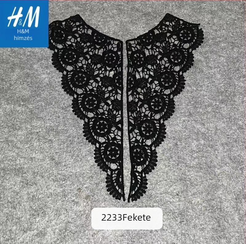 Vízben oldódó hímzéses csipkés kardigán hálós gallérral, virágos hímzés, koreai stílus