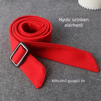 Kétszínű gyapjú öv nőknek – széles, textil öv és banta a kabátokhoz, koreai stílusú divatos kiegészítő; Anyag: Gyapjú; Csatt: Műanyag; Záródás: Automata; Szélesség: >4 cm; Stílus: Divatos városi