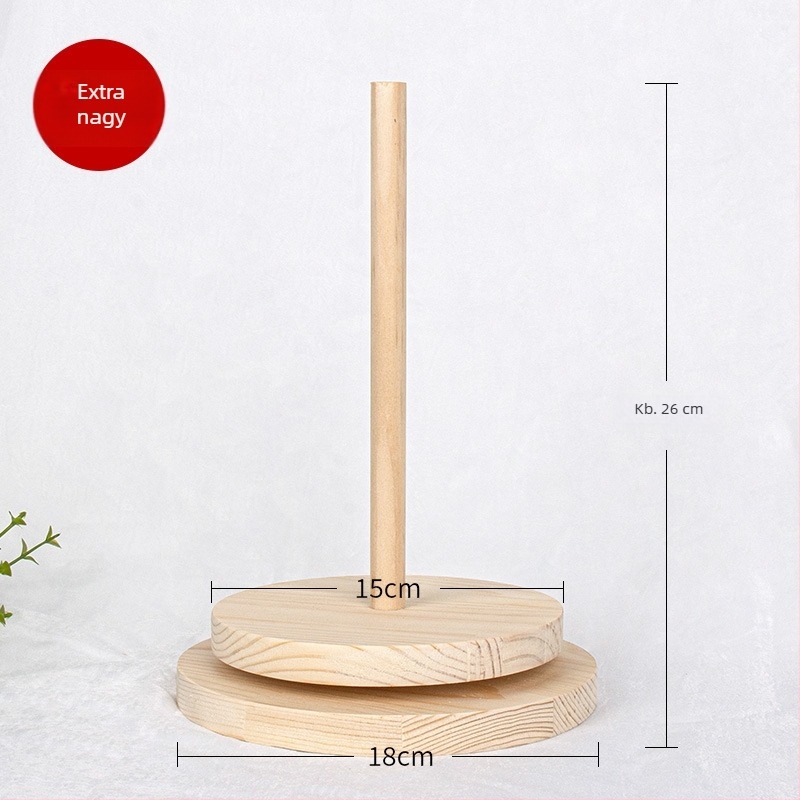 Forgó faállvány gyapjú fonal hurkolására és tárolására kézi fonalhoz