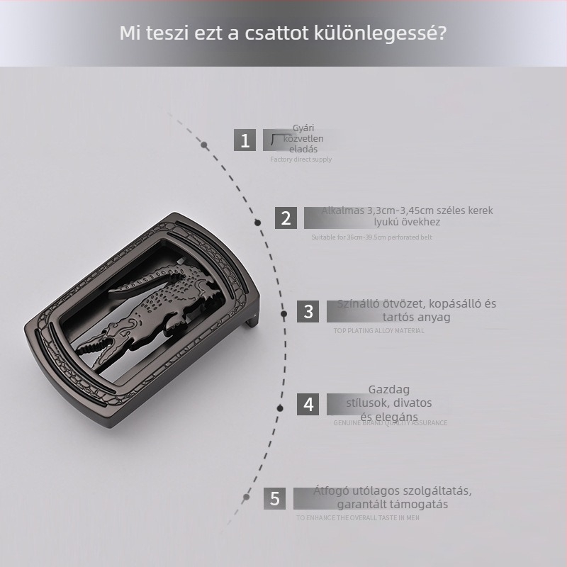 Férfi övcsat – cinkötvözetből, téglalap alakú sima csat, üzleti stílus, minden szezonban, 2024 tavasz.