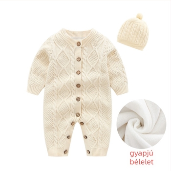 Baba overál, 100% pamut, fleece bélés, hosszú ujjú, elöl gombos zárás