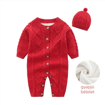 Baba overál, 100% pamut, fleece bélés, hosszú ujjú, elöl gombos zárás
