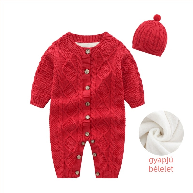 Baba overál, 100% pamut, fleece bélés, hosszú ujjú, elöl gombos zárás