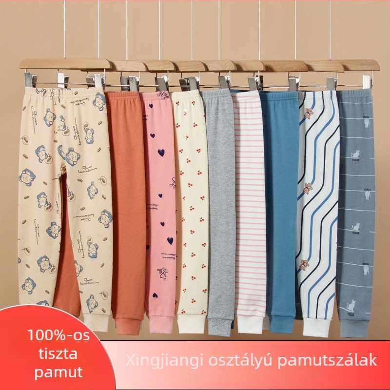 Uniszex gyerek pamut pizsama nadrág, 100% pamut, puha anyag, elasztikus derék, minták: állatok, mesefigurák, betűk