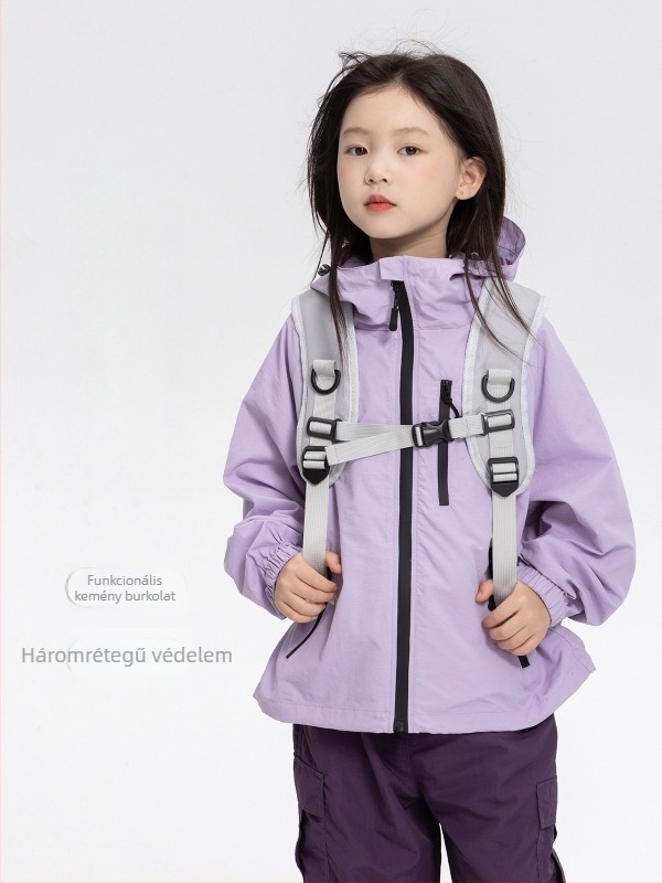 Lányoknak szóló kabát háromvédelmi technológiával: lélegző, vízálló és szélálló, kapucnival, 7–12 éves gyerekeknek — CLARA GIRLS