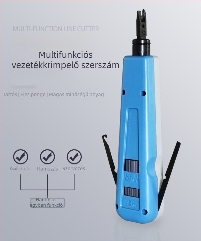 Hálózati kábelvágó- és crimpelő kés – 110 krimpkapacitás, 175 mm hosszú, ABS nyél, 45# acél