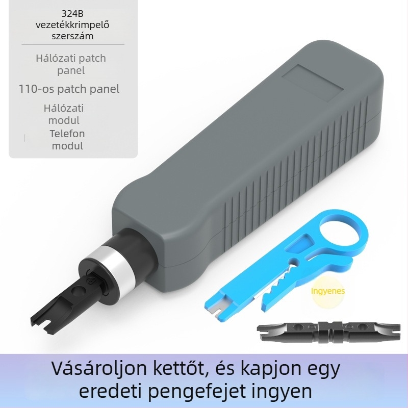 Hálózati kábelvágó- és crimpelő kés – 110 krimpkapacitás, 175 mm hosszú, ABS nyél, 45# acél