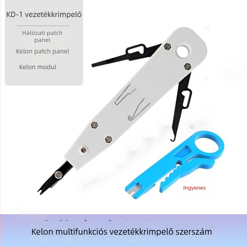 Hálózati kábelvágó- és crimpelő kés – 110 krimpkapacitás, 175 mm hosszú, ABS nyél, 45# acél