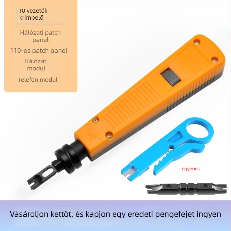 Hálózati kábelvágó- és crimpelő kés – 110 krimpkapacitás, 175 mm hosszú, ABS nyél, 45# acél