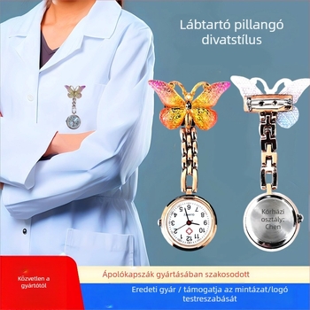 Kvarc nővér-zsebóra, pillangó stílus, Huachen SL39 mozgás, 3 mutatók, mindennapi vízálló