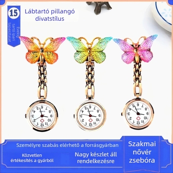 Kvarc nővér-zsebóra, pillangó stílus, Huachen SL39 mozgás, 3 mutatók, mindennapi vízálló