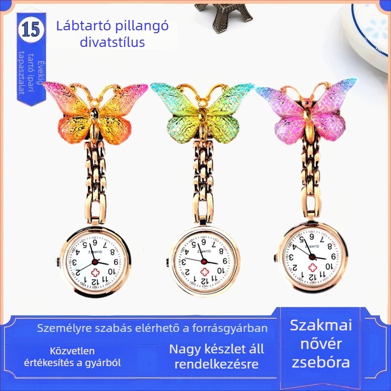 Kvarc nővér-zsebóra, pillangó stílus, Huachen SL39 mozgás, 3 mutatók, mindennapi vízálló