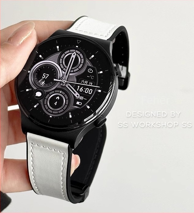 Új szíj Huawei Watch GT2-höz, Crazy Horse bőr GT3 Pro, valódi bőr, mágneses csattal, 22 mm, Watch 3/4 kompatibilis