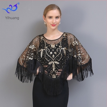 Plusz méretű hálós köpeny bojttal, szabálytalan sál-pulóver poncsó, cheongsam-stílusú ruha