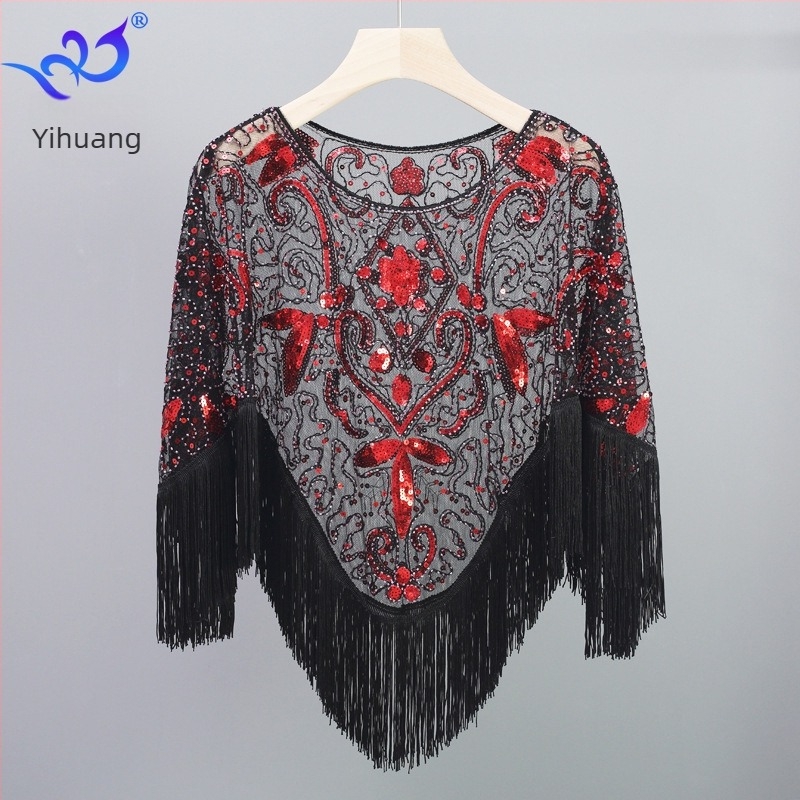 Plusz méretű hálós köpeny bojttal, szabálytalan sál-pulóver poncsó, cheongsam-stílusú ruha