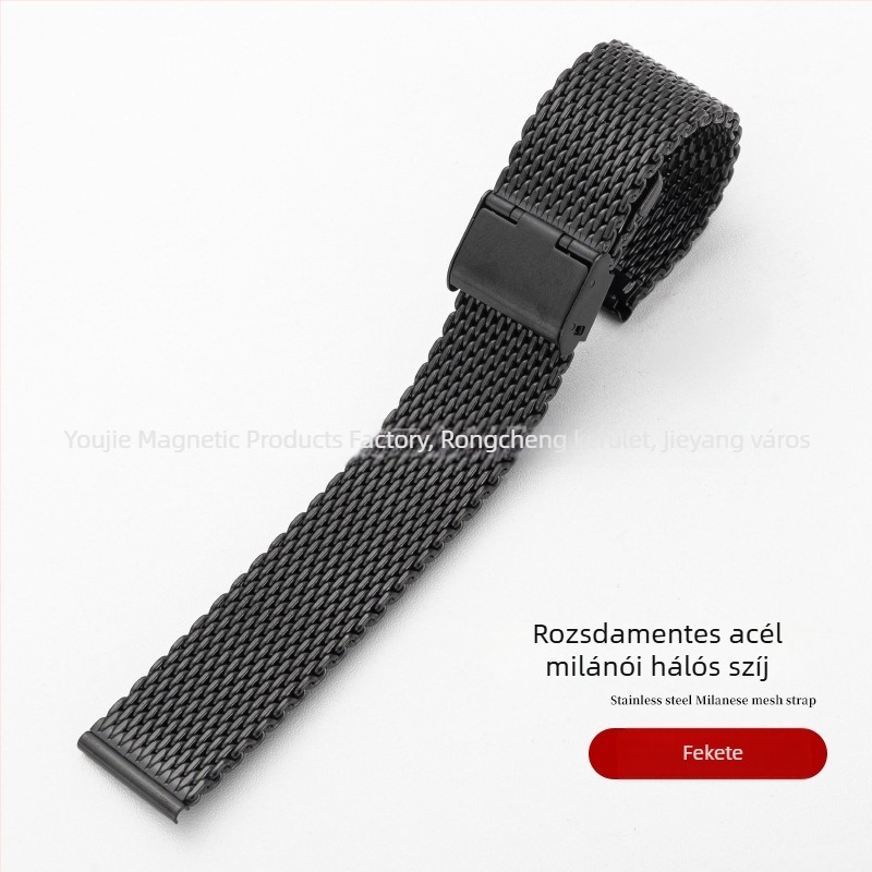 Rozsdamentes acél Milanese hálós óraszíj, 1,0 mm szélesség, gyorskioldó csatlakozóval