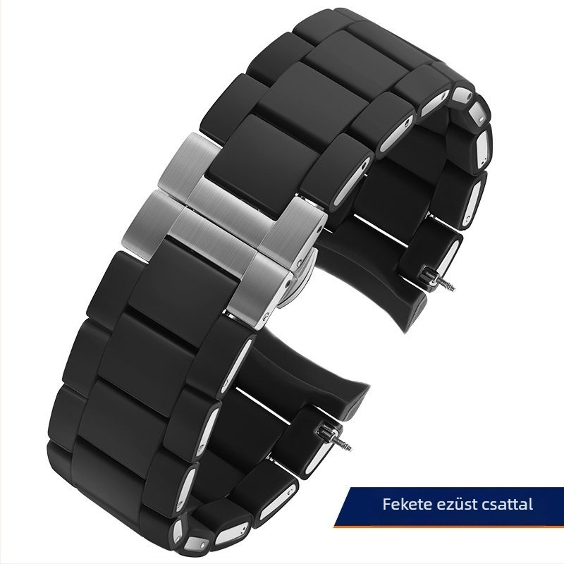 Gumi bevonatú acél óraszíj AR5889/5890/5905/5920, 20/23 mm, uniszex