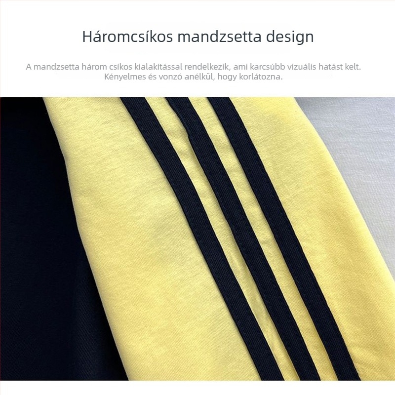 Pamut Color-block Raglán ujjú póló, kerek nyakú, lazán szabott, középhosszú