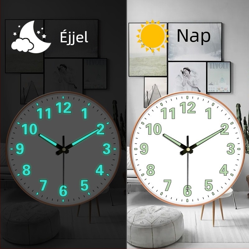 Asztali óra analóg kijelzővel, mechanikus mozgás, elemről működik, edzett üvegű számlap, csendes működés