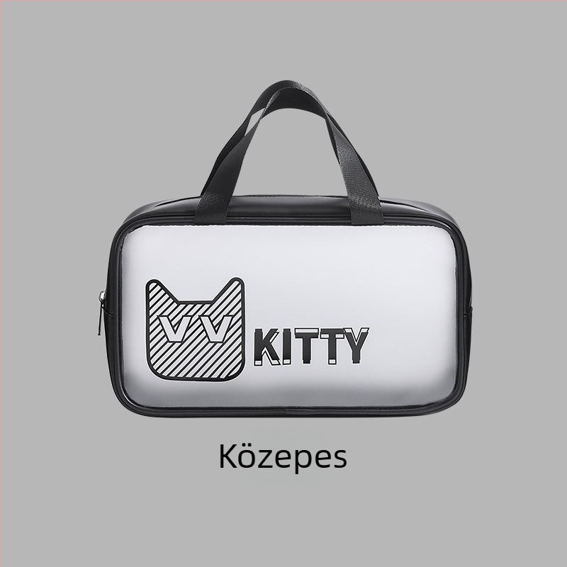 PVC átlátszó kozmetikai táska, nagy kapacitás, vízálló, anime minta, városi stílus