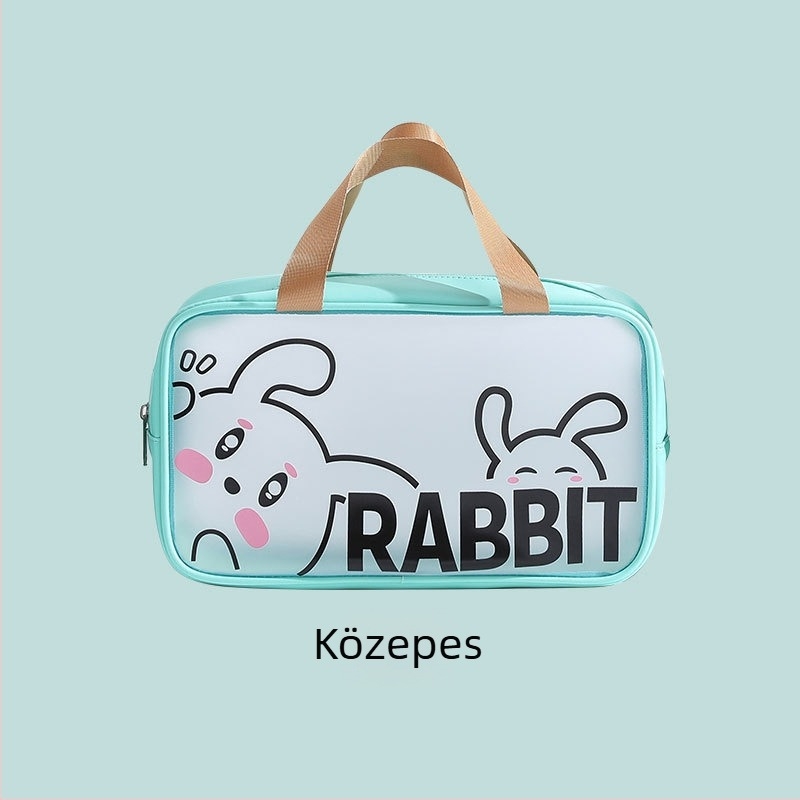 PVC átlátszó kozmetikai táska, nagy kapacitás, vízálló, anime minta, városi stílus