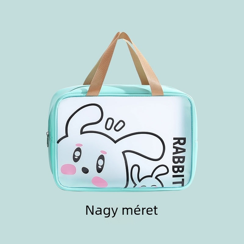 PVC átlátszó kozmetikai táska, nagy kapacitás, vízálló, anime minta, városi stílus