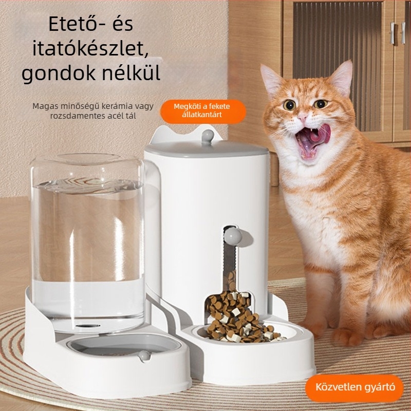 Automata macska víztartály etető, PP anyag, teljes automata etetőkészlet, háziállat felszerelés